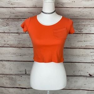 Copper Key Orange Cotton Crop Top Small